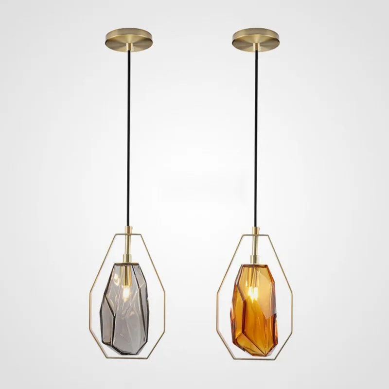 

LED Glass Pendant Light Living Room Dining Room Restaurant Bedroom Bedside Modern Home Decoration Suspension Lamp Gray Amber