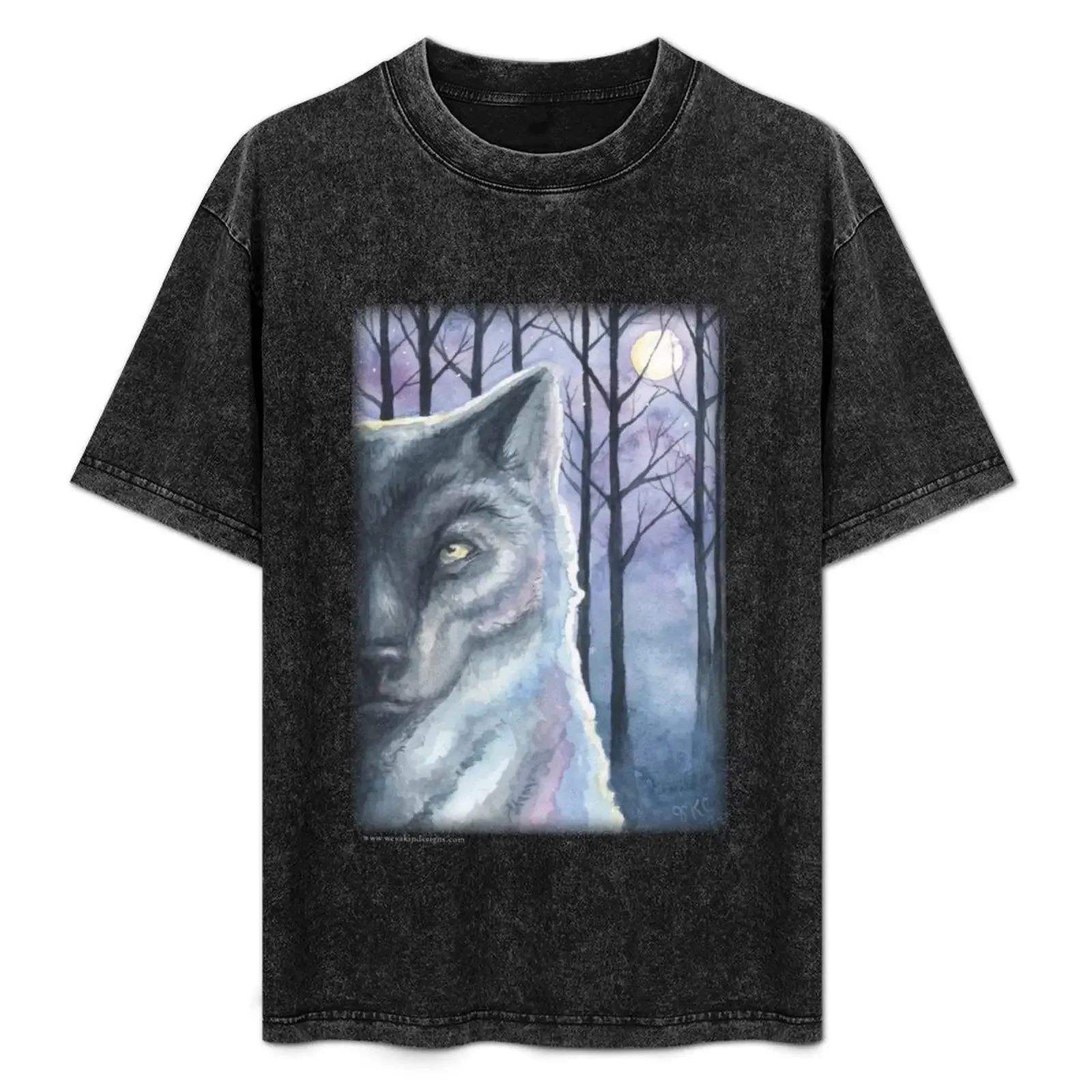 

Nature Nights #1: Wolf Wolf Night Scene Original Watercolor Painting by Victoria K. Chapman T-Shirt
