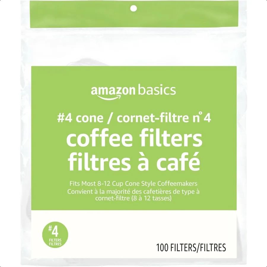 

Конусные фильтры для кофе Number 4 для кофеварок на 812 чашек, белые, 100 шт.