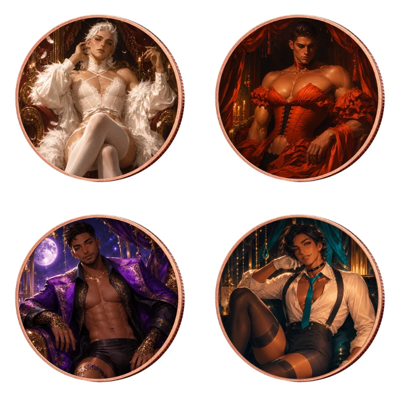 1oz .999 Fine Copper Round Fantasy Men Glamour Art Colorized High Relief Astrolabe Back 4 Designs Option Art Collectible Gift