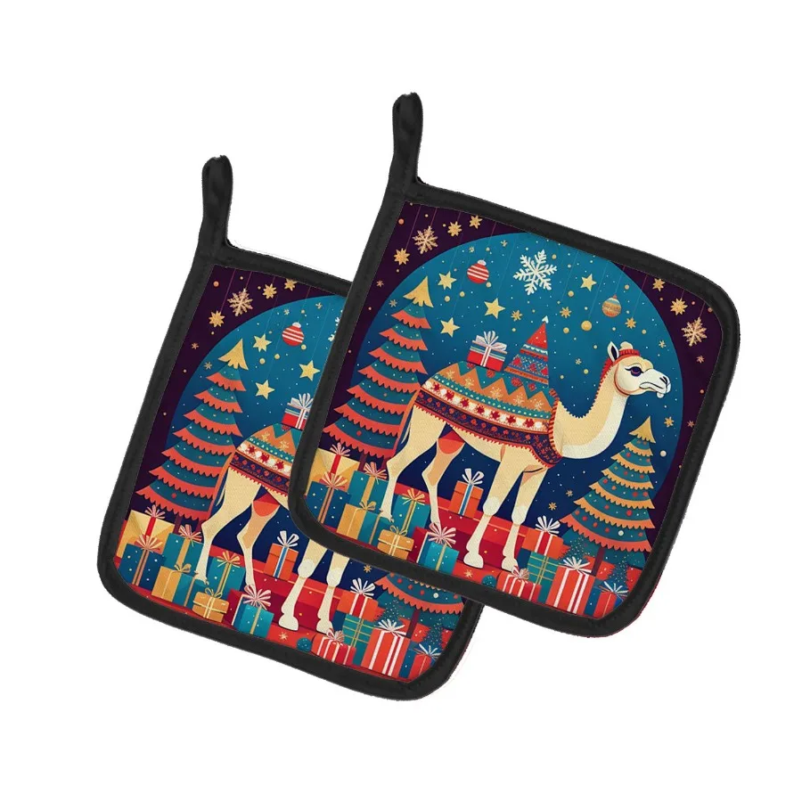 

NEW Camel Christmas Pair of Pot Holders Kitchen Heat Resistant Pot Holders Sets Oven Hot Pads for Cooking Baking BBQ 7 1 2 x 7