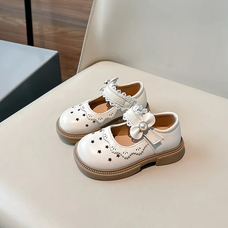 Children's Leather Shoes Lolita Style Toddle Shoes Girl with Bowknot Spring New Kids Fashion Princess Causal Mary Jane Shoes