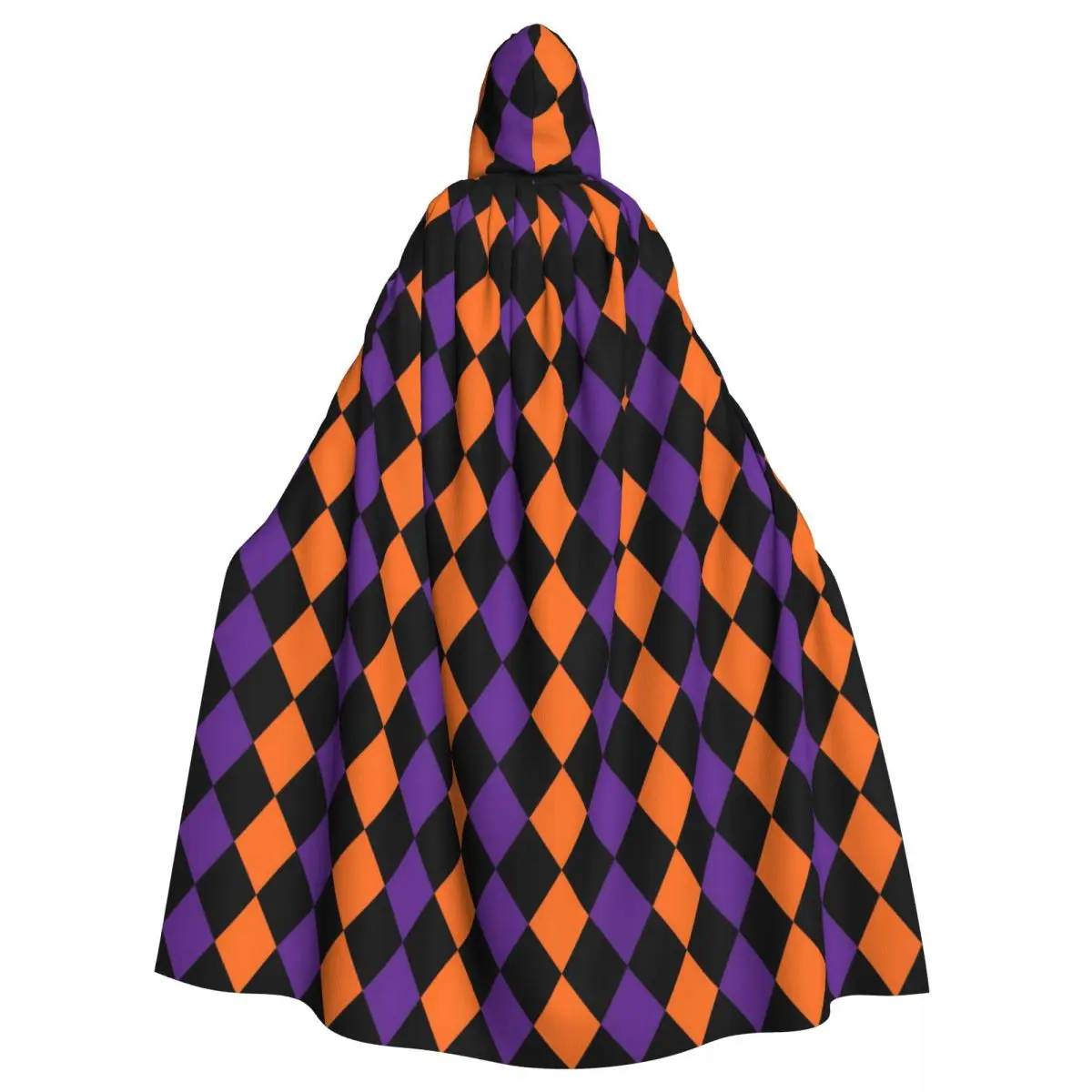 Purple Orange Black Diamond Halloween Hooded Cloak Women Men Cape Cosplay Costume Party Accessory