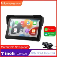 Mornystar 5 ""/7"" pulgadas Carplay motocicleta DVR navegación GPS reproductor Multimedia inalámbrico CarPlay Android Auto IPX7 impermeable