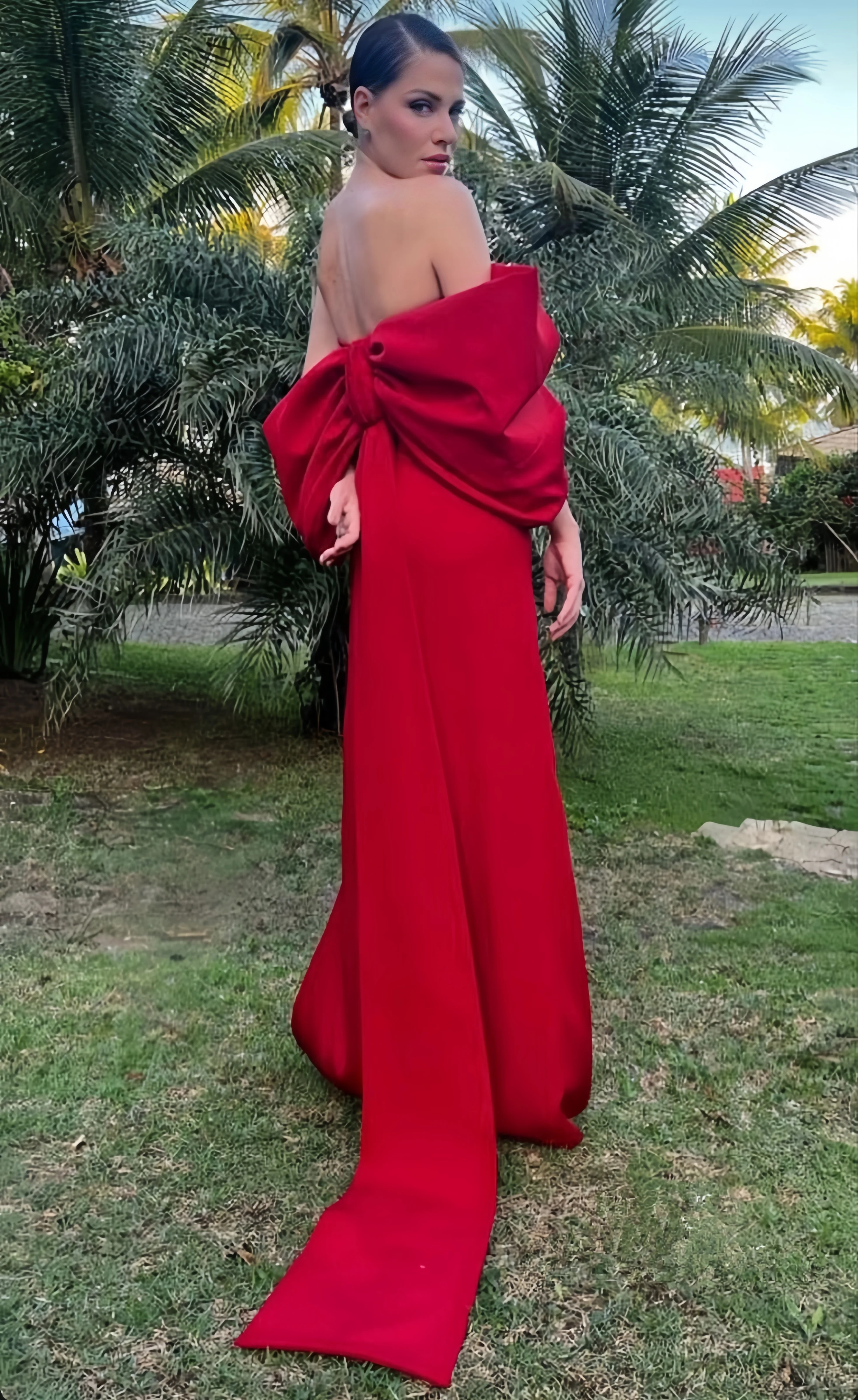 Red Off Shoulder Elegant Formal Evening Dresses 2024 Vestidos De Noche Wedding Guest Dress Robe Simple Prom Gowns فساتين سهرة