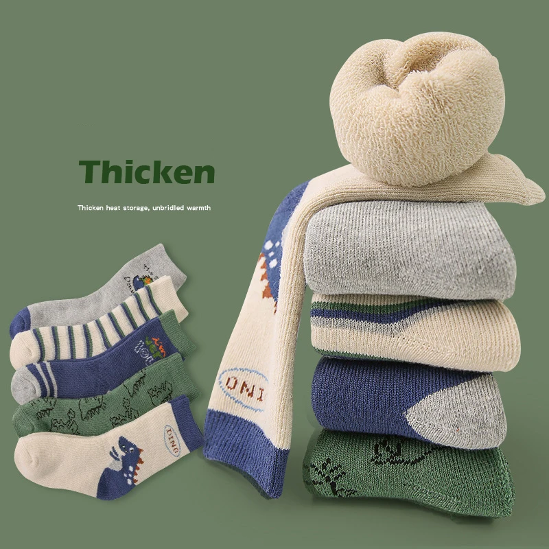 5 Paar Wintersocken, Thermo-Socken für Kinder, Jungen, Mädchen, Cartoon-Bär, warme Baumwollsocken, Plüschsocken für Kleinkinder – Detail 11