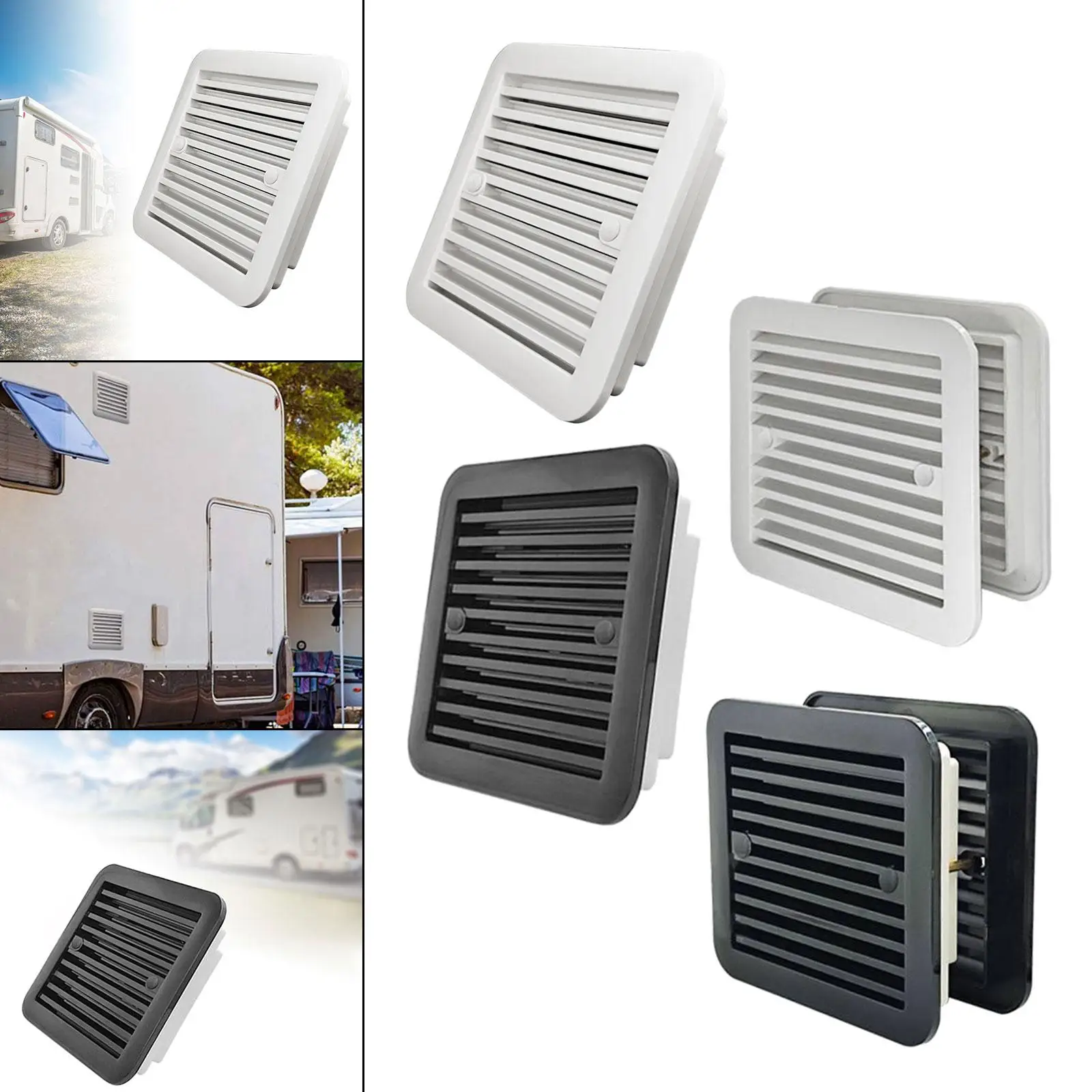 منفذ عادم جانبي عام ، مقاوم للغبار ، مقاوم للاهتراء ، تصميم قوي ، مقاوم للمطر ، نافذة تهوية هواء لسيارة RV المنزلية