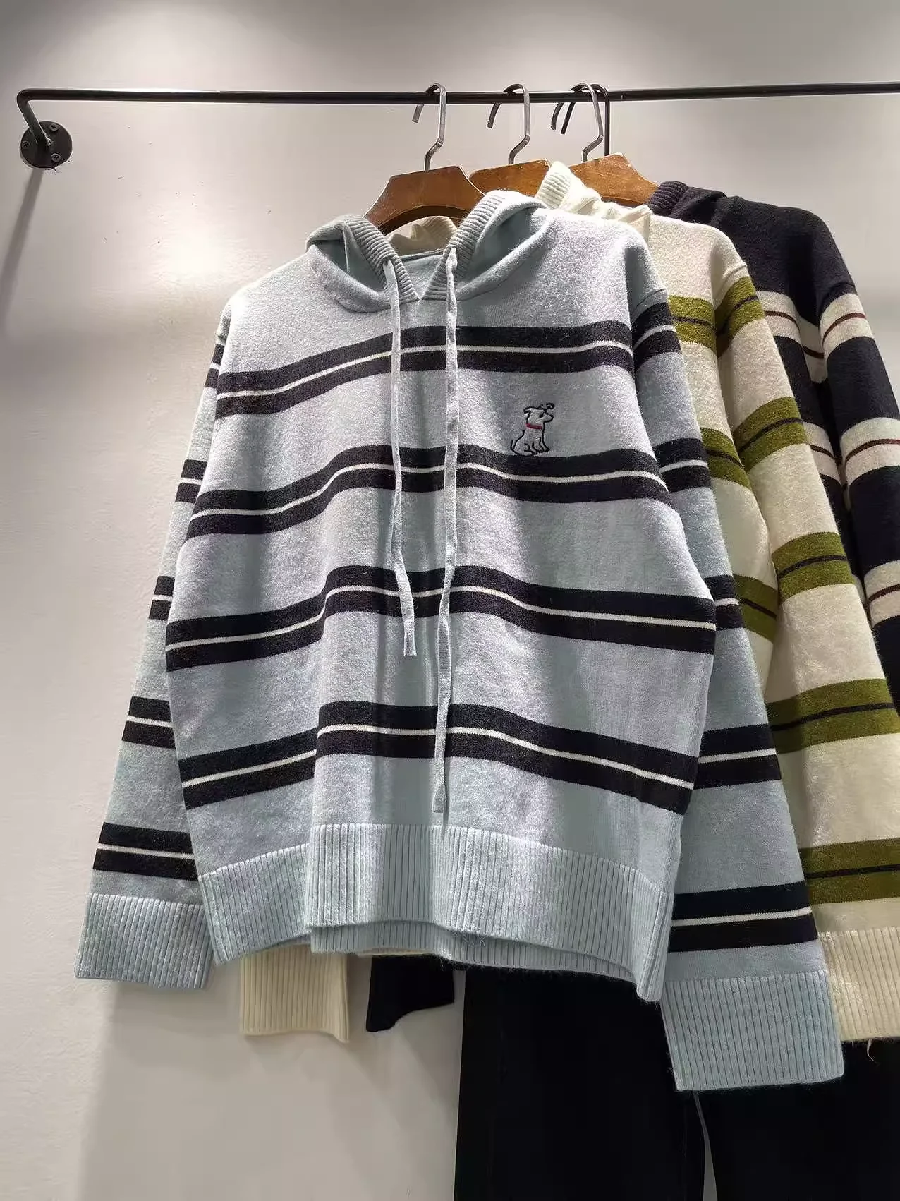 

JK свитер женский зимний японский колледж свободные полосатые свитера с капюшоном и длинными рукавами для девочек консервативный стиль вязаные толстовки пуловер