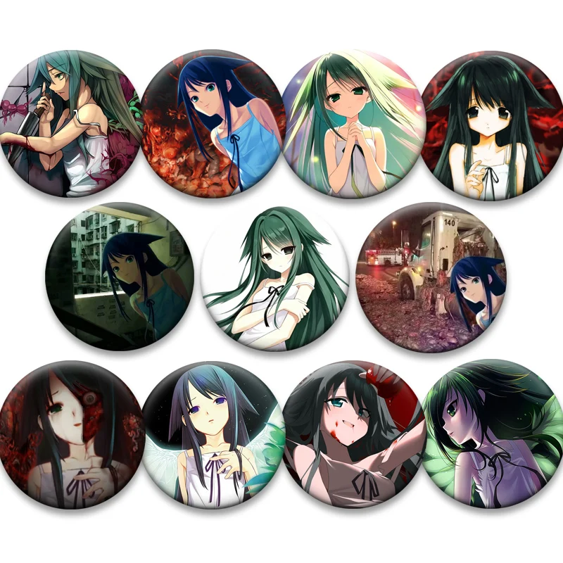 Cute Cartoon Girl Saya Pins Exquisite Round Snap-in Brooches for Backpack Cothes Accessories Anime Collection Badge Bag Decor