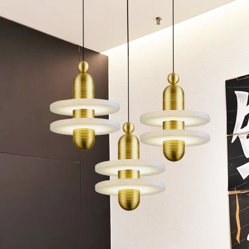 

Nordic Luxury Natural Marble LED Chandelier Kitchen Dining Table Bar Counter Bedroom Bedside Pendant Lamp Indoor Lighting Decor