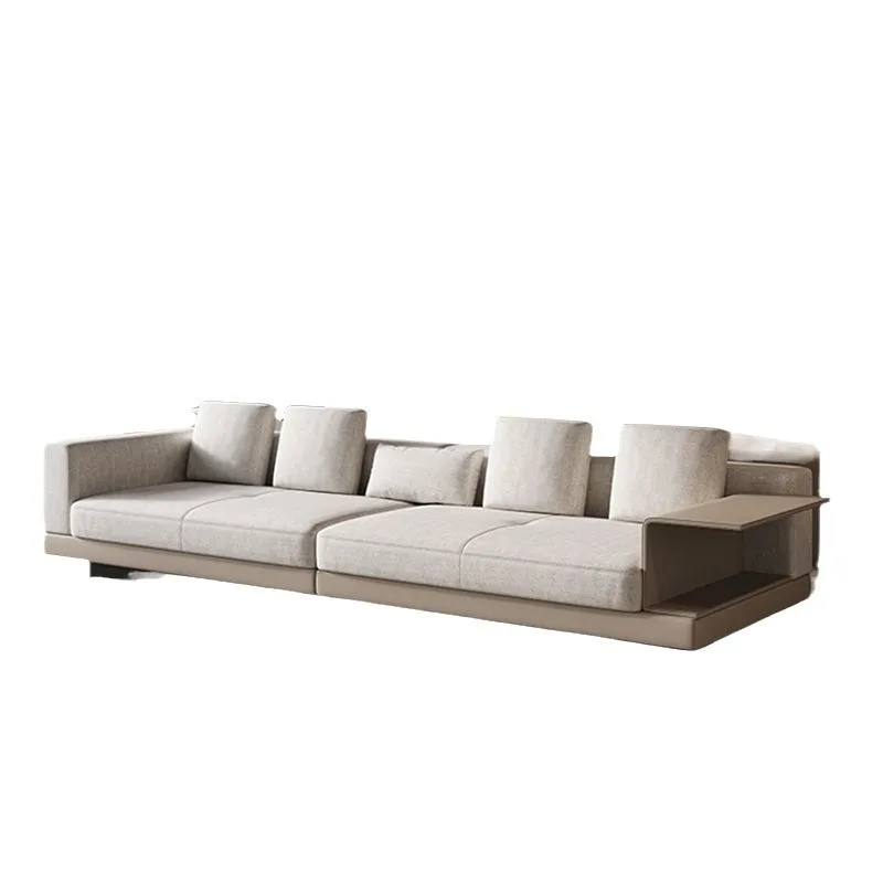 

Italian minimalist cotton and linen sofa Nordic modern living room three-person straight corner fabric sofa