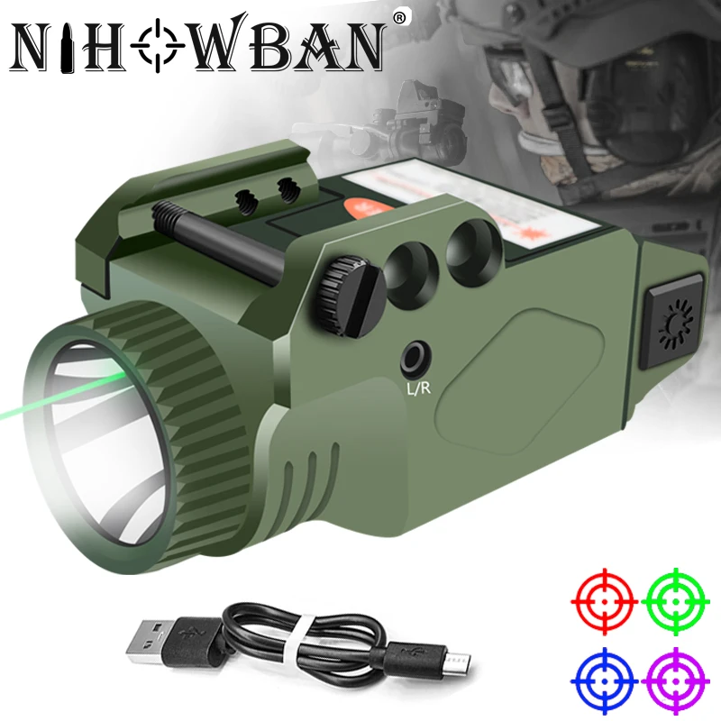 Tactical Laser Sight LED Flashlight Light Internal Green Dot Laser Scope for Rifle Pistol Handgun Airsoft Gun Hunting Accessorie