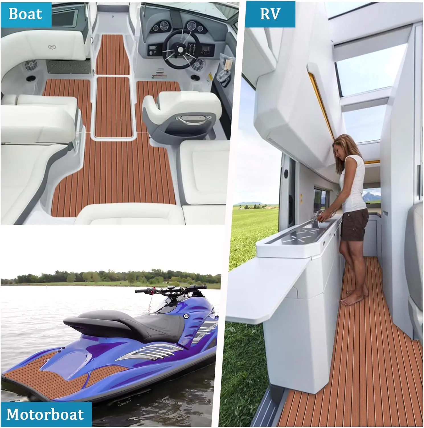 2400*1800mm EVA Foam Boat Flooring Pad Self-adhesive Large Size Faux Teak Deck Sheet Mat Marine Yacht Jetski Seadoo Vehicle Pad