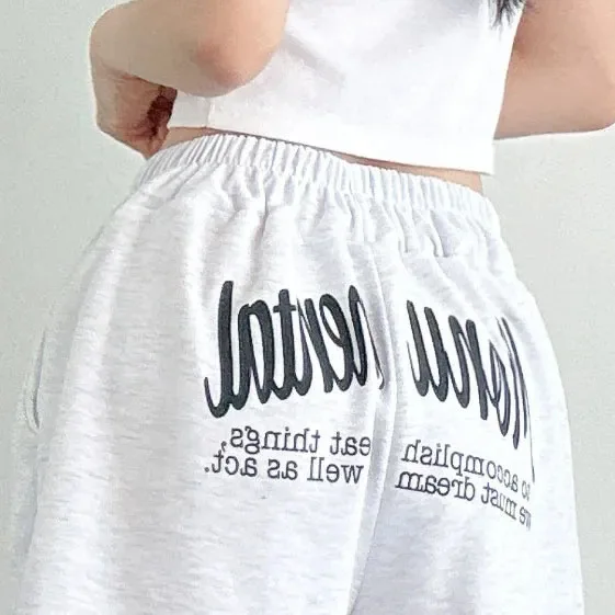 Women Fashion American Style Streetwear Sports Shorts Y2K Drawstring Printing Shorts BF Hip Hop Loose Casual Wide Leg Shorts