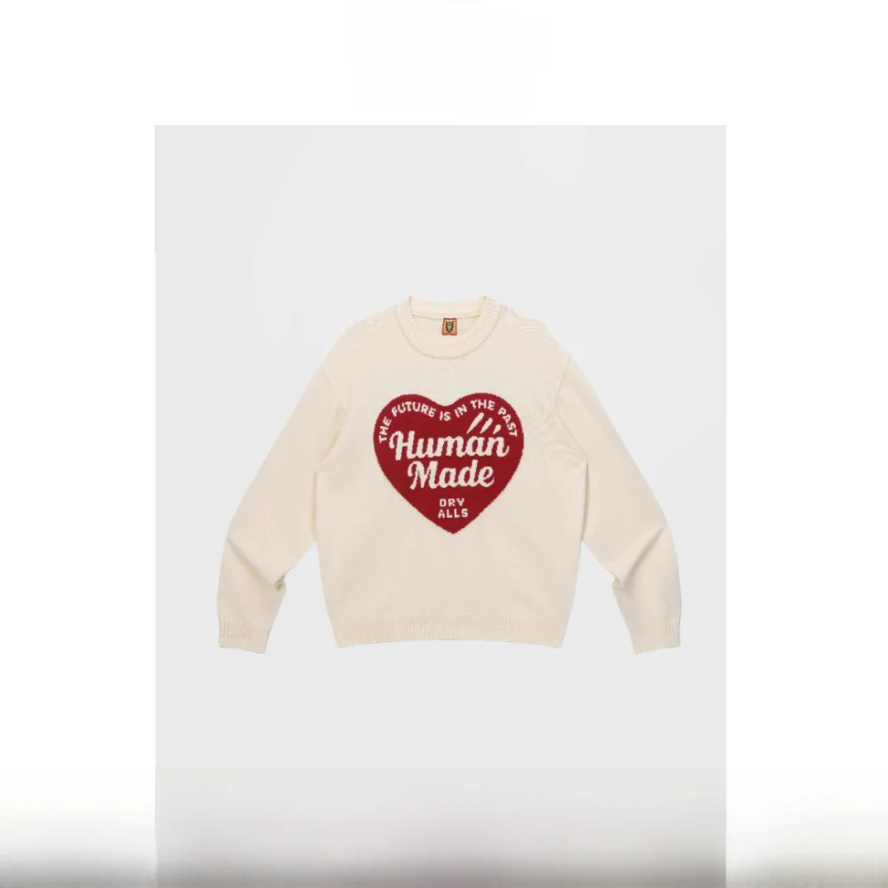 

Retro Love Letter Pattern Knitted Long Sve Top for Women Autumn Winter Cotton Casual Wear round Ne Mid-Length T-irt