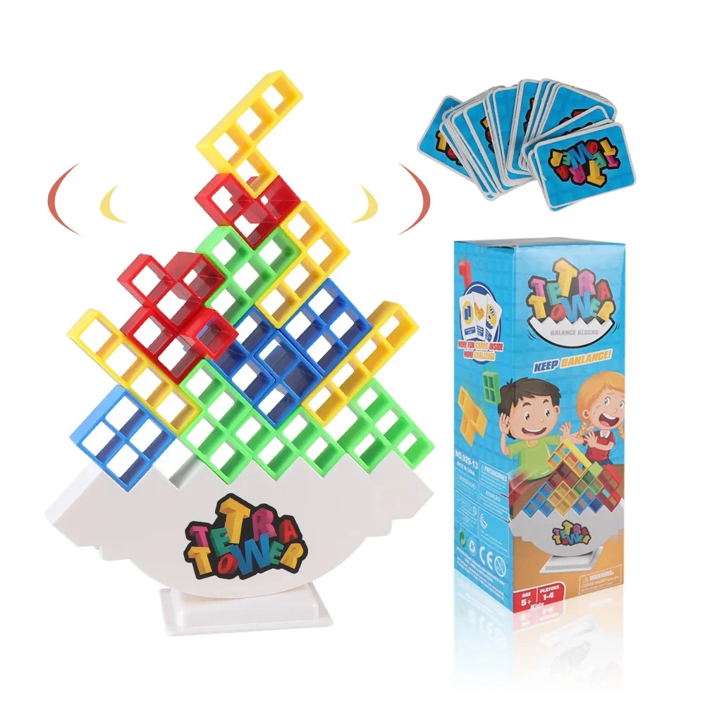 48PCS Tower Fun Balance Stacking Russian Building Blocks Board Kids Adults Friends Team Dorm Family Game Night and Partie