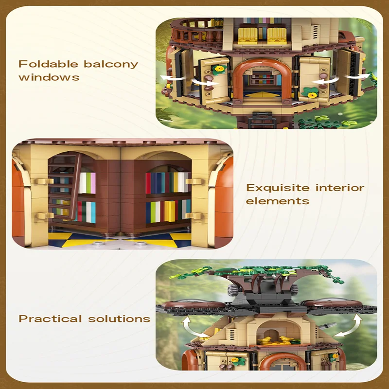 كتل بناء منزل شجرة غابة كادا ، هندسة مكتبة ، ضوء ليد ، مدينة موك ، ديكور المنزل ، ألعاب الطوب ، هدية للأصدقاء ، ، ، ، ، ، من من شجرة الغابة