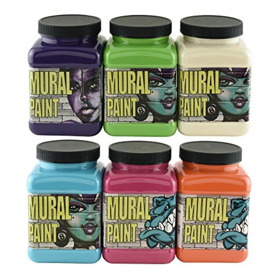 

Mural Paint, Assorted Bright Colors, Pints, Set of 6