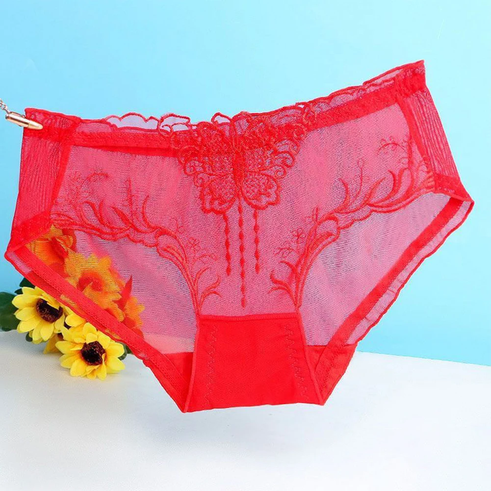 Women Sheer Panties Briefs Ultra-Thin Lace Underwear See-Through Lingerie Knicker See Through Breathable Underpants