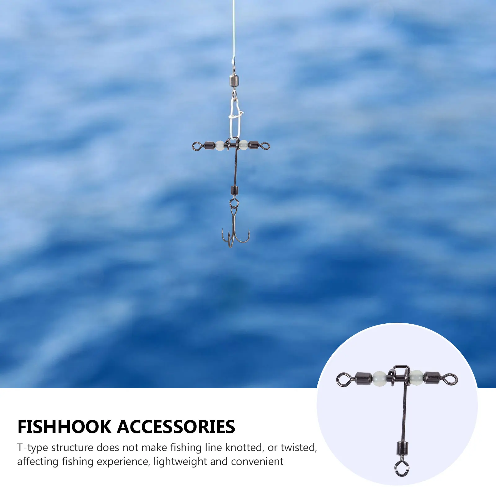 

20pcs Luminous Fishing Swivels T-Shape Connector For Bait Hard Lure Head Hook Spinner Cross-Line Tackle Accessory