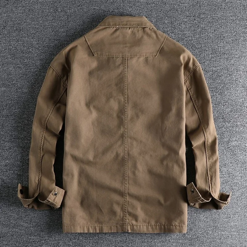 Männer Arbeitskleidung Military Langarm Shirts Baumwolle Beiläufige Lose Hübsche Vielseitig Männlichen Fracht Gewaschen Große Tasche Woven Shirt