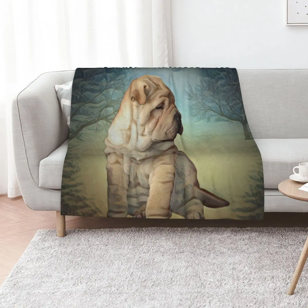 

Shar Pei Puppy Throw Blanket Decorative Beds Decorative Sofas Flannels Fashion Sofas Blankets