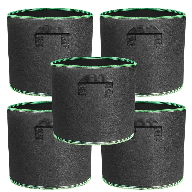 3-5PCS Non-Woven Grow Bags Aeration Fabric Pots with Handles Flower Pot Vegetable/Flower/Plant Grow Bags 3/5/7/10/15/20 Gallon