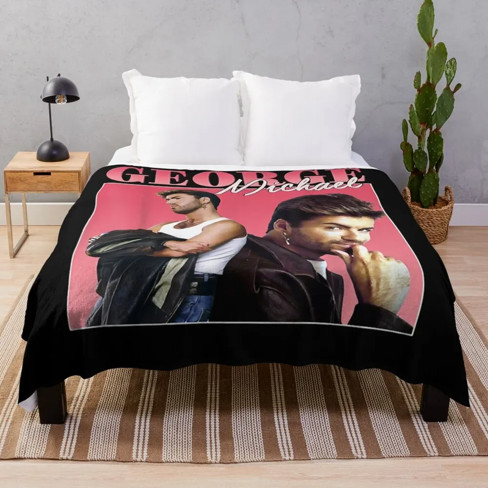 Retro George Michaels Love Music Legends Live Forever Classic Throw Blanket Decoratives Flannel Fabric Winter beds Blankets