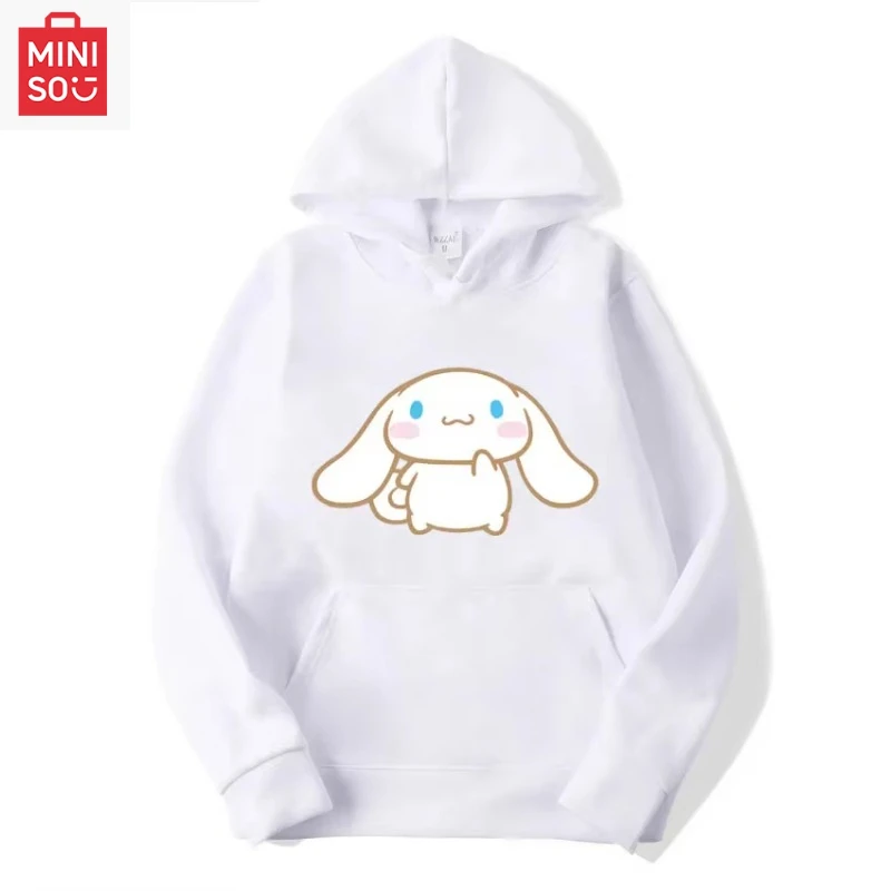 

MINISO no-lanyard fashion white sports couple sweater clothes cinnamon roll cartoon anime female pullover spring and autumn men'