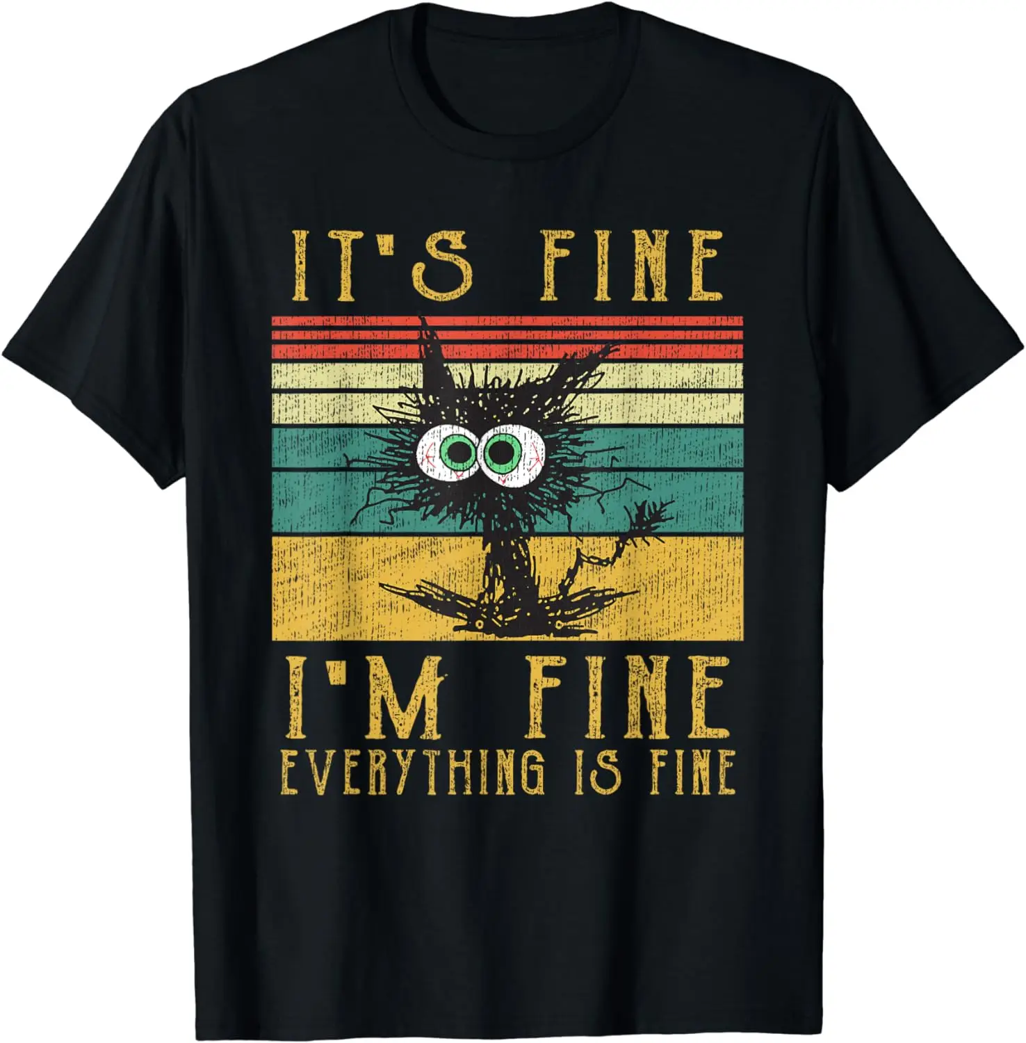 Funny Cat Shirt, It's Fine I'm Fine Everything  Cat T-Shirt Fresh Breathable Fabric Advanced Suitable for Travel and Play