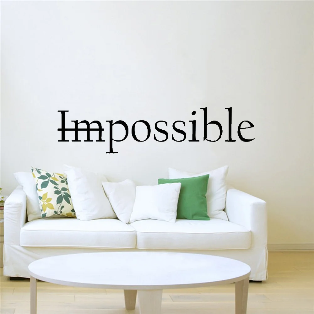 Motivation Quote Words Impossible Wall Decal Bedroom Possible Inspiring Letters Vinyl Wall Stickers Office Room Decoration