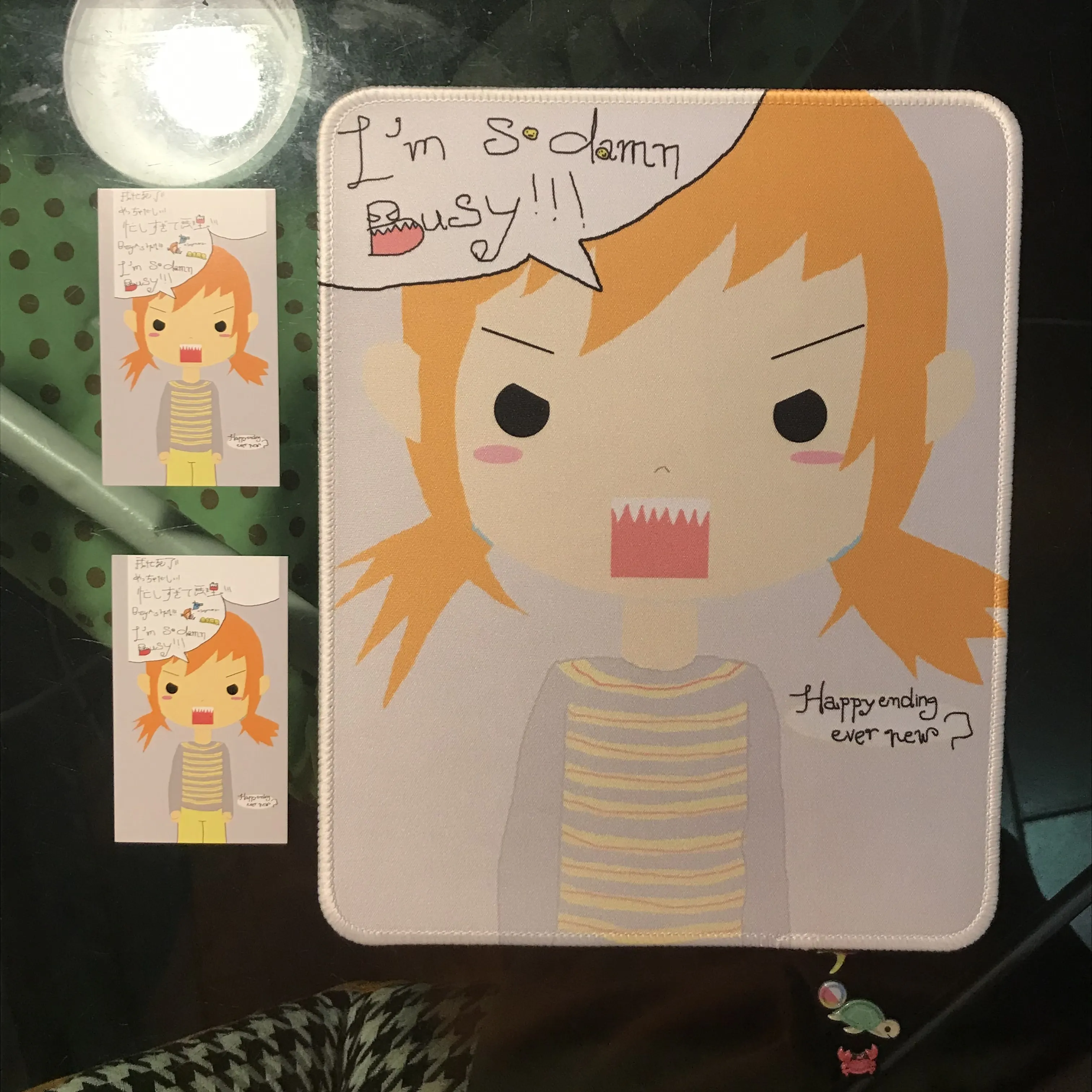 Japanese Anime Girl I'm Domn Busy Creative Small Rubber Mouse Pad | Kawaii Non-Slip Computer Desk Mat for Gaming Study Decor