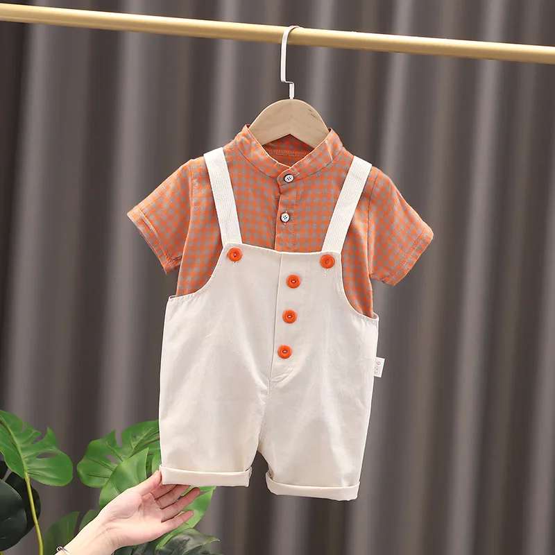 0-5 Years Old Baby Boys and Girls Clothes Sets Summer Children's Quality Overalls with Toddler Shirts 2-Piece Suits