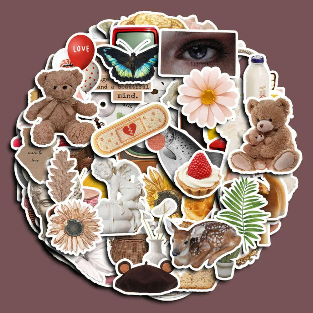 50PCS American Retro Cartoon Stickers Ins Decals Decoration For Laptop Stationery Phone Car Laptop Waterproof Graffiti Toys Gift