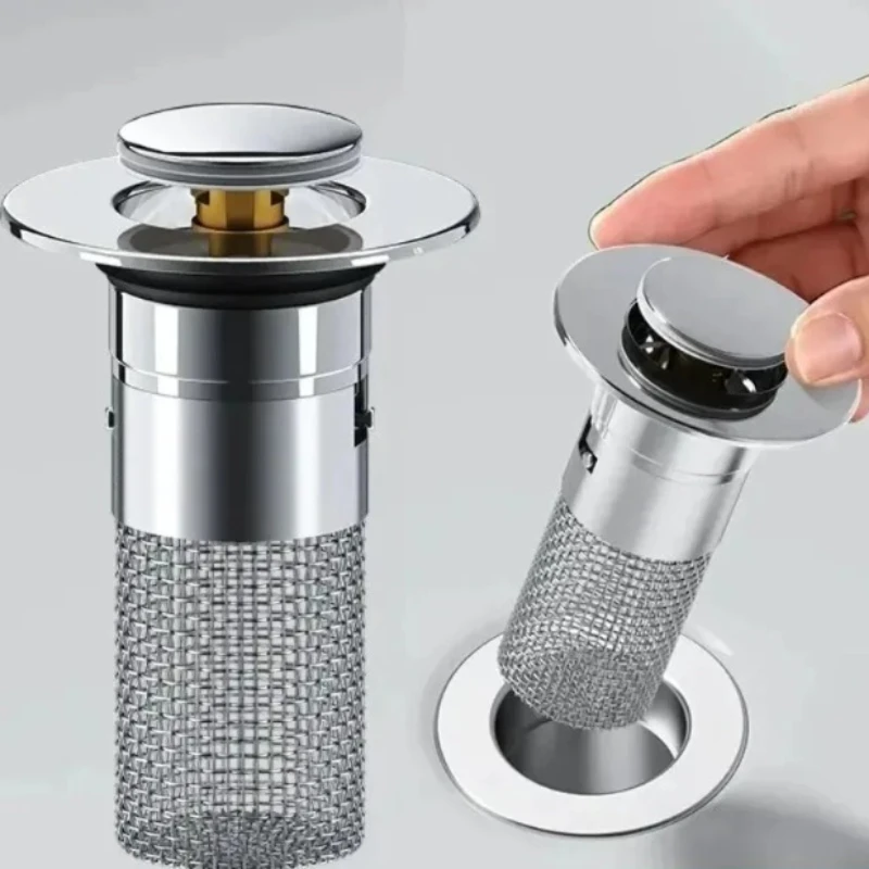 

1pcs Universal Washbasin Drain Plug Stainless Steel Bullet Core Pressure Design Anti Leak Odor Resistant Sink Fitting