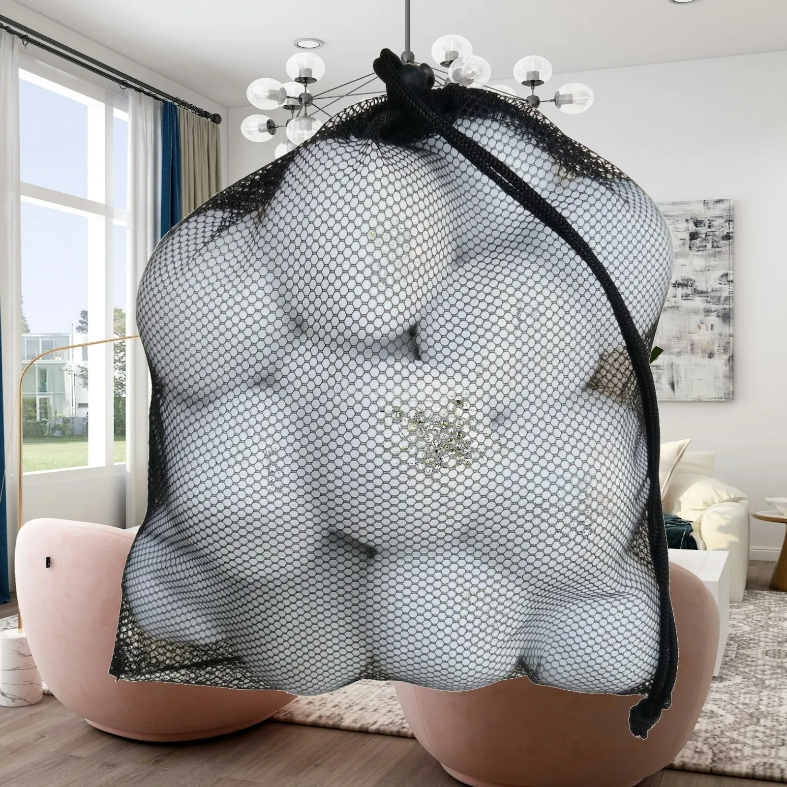 Lightweight Fake Snowball Set for Children Holiday Activities 5cm Soft Play Balls with Black Mesh Bag