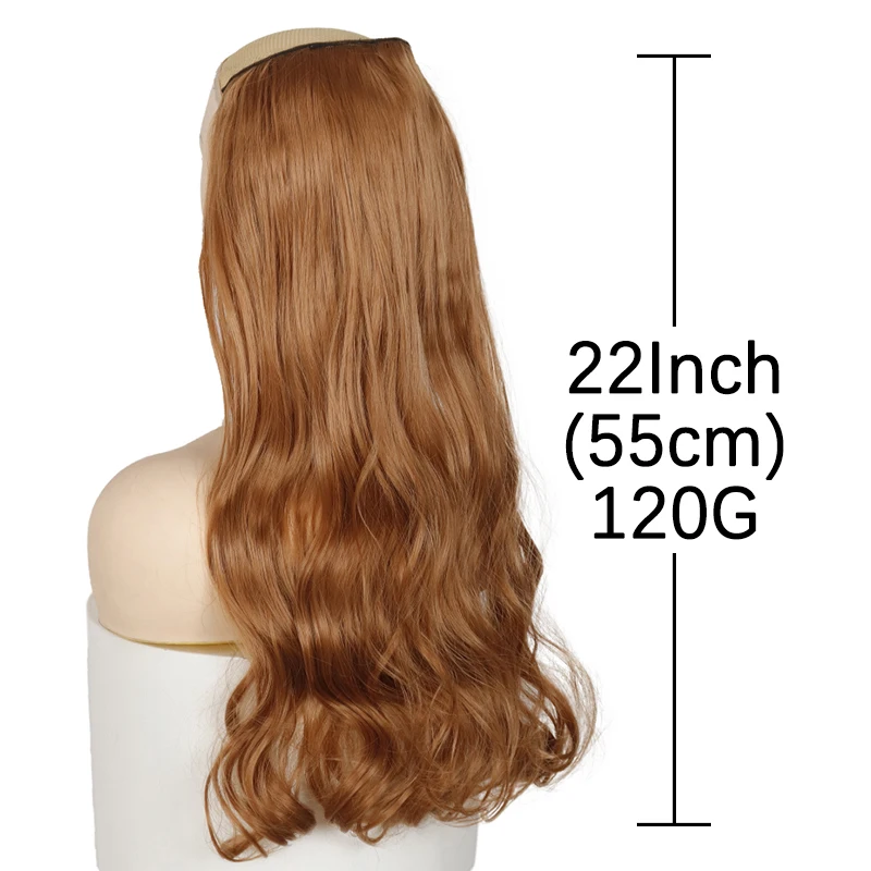 AZQUEEN-grampo ondulado natural em extensões do cabelo para mulheres, hairpieces longos sintéticos, resistente ao calor, uso diário, 22 \