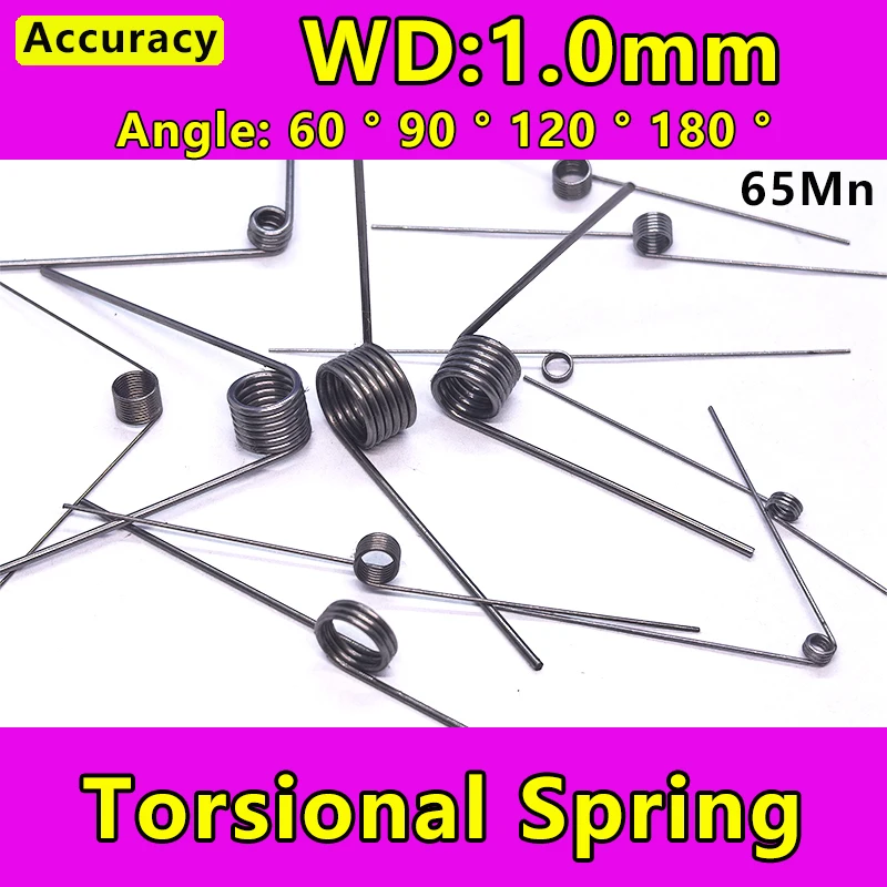 Wire Diameter 1.0mm Steel V-Shaped Helical Torsion Spring Angle 60 90 120 180 Degrees 3 Laps/6 Laps/9 Laps Custom Metal Springs