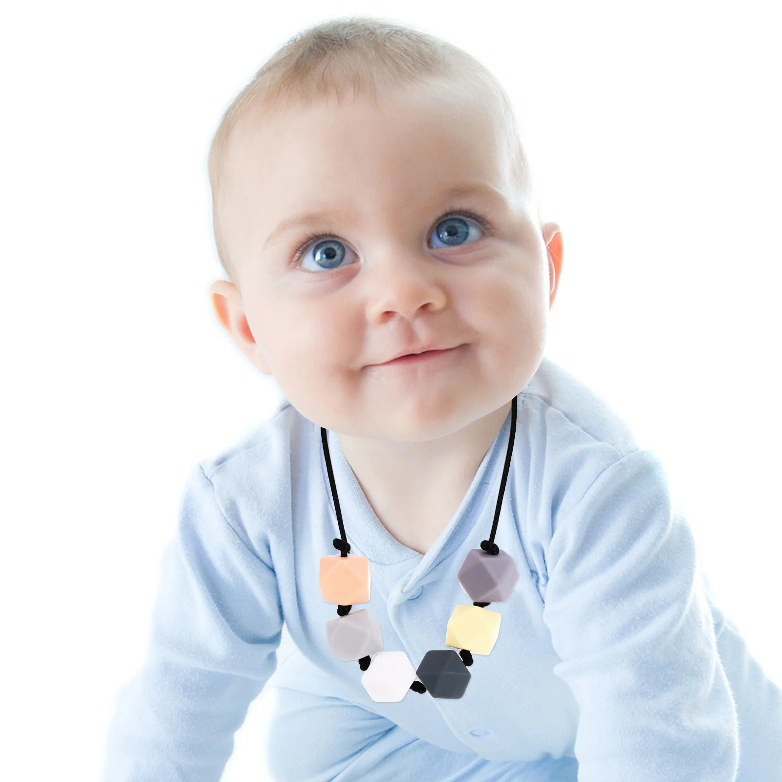 

Silicone Teething Necklace for Babies Chewable Safety Material Infant Molar Relief Nursing Aid Lightweight Compact Grip