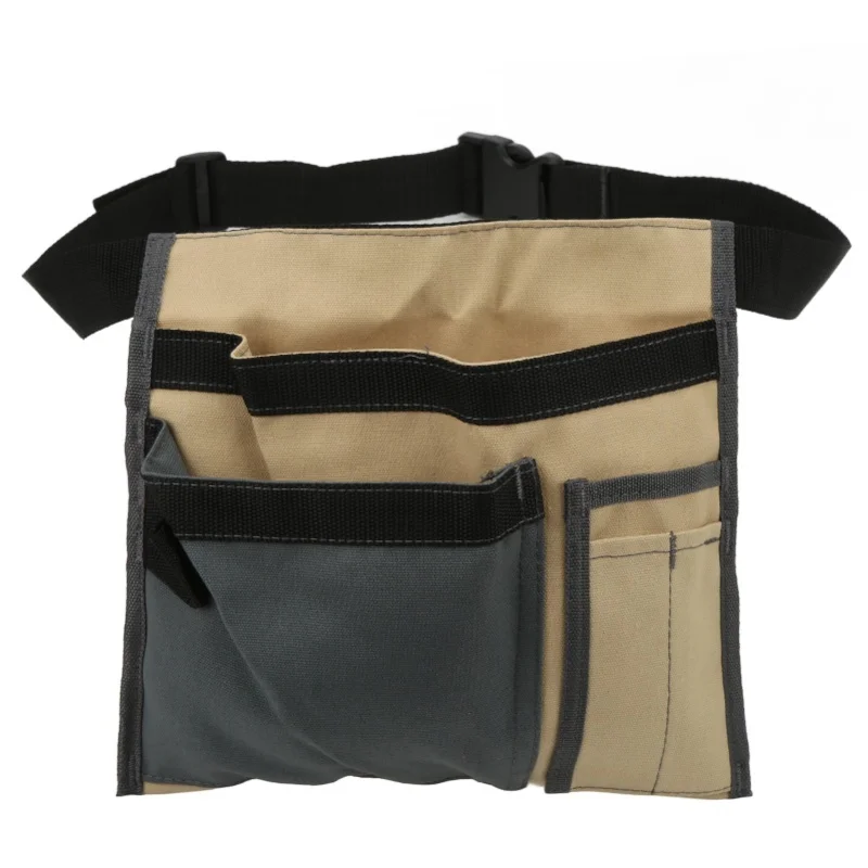 

Tool Belt Bag Waist Hanging Canvas Organizer Storage Bag For Screw Nail Nut Drill Bit Repair KitKhaki