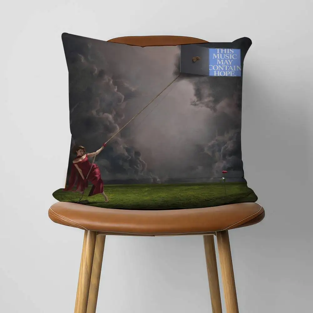 R-Raye THIS MUSIC MAY CONTAIN HOPE 30x30cm 45x45cm Pillow Case Decor Protective Covers Comfortable Soft For Sofa Living Room Hom