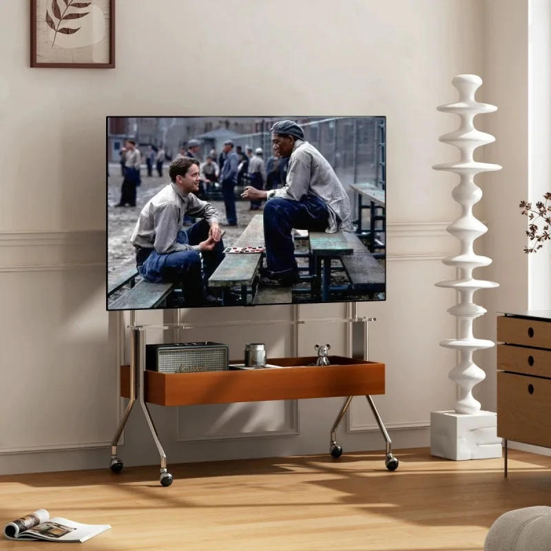 Small apartment mobile TV stand Bedroom TV mobile stand Wheeled  Medieval movable cabinet