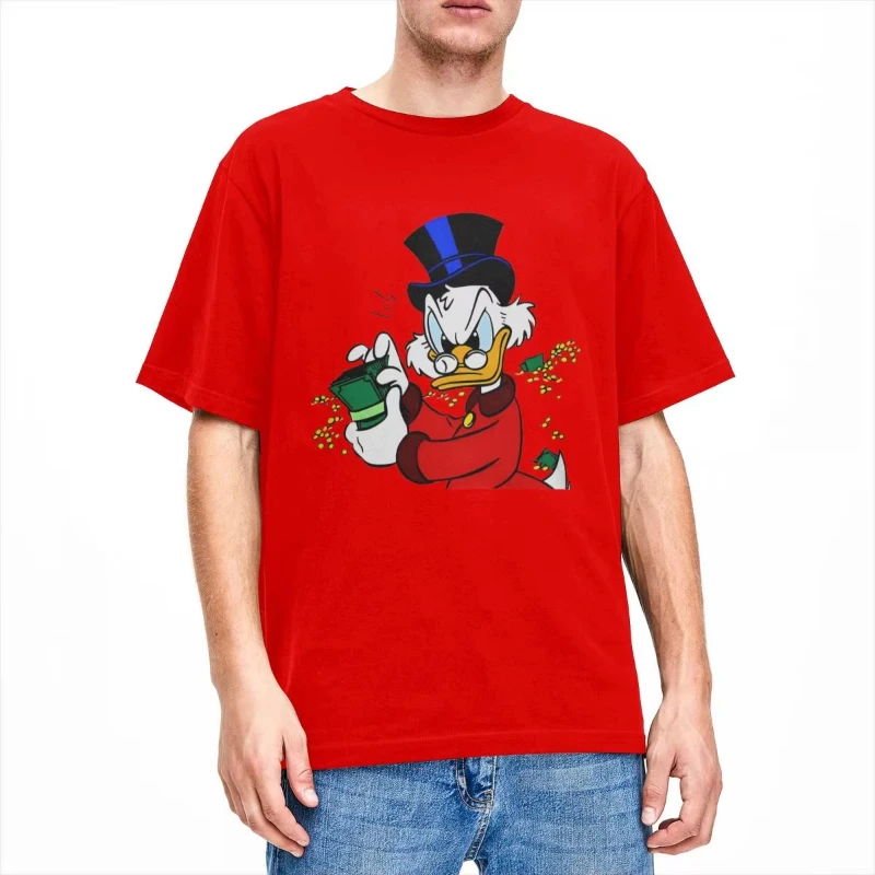 2025 البخيل McDuck تي شيرت الشاطئ الجمالية تي شيرت القطن الخالص تي شيرت على طراز هاراجوكو الرجال قصيرة الأكمام عادية الرياضة الراحة
