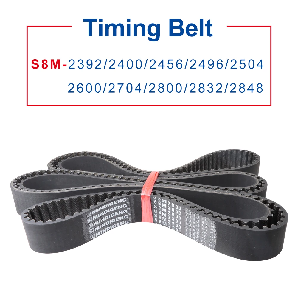 

1 Piece Synchronous Belt S8M-2392/2400/2456/2496/2504/2600/2704/2800/2832/2848 Circular Teeth Pulley Belt Width 20/25/30/40mm