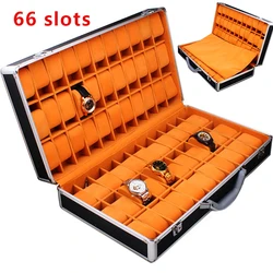 66 Slots Watch Storage Box Aluminum Alloy Watch Suitcase Portable Watch Display Box