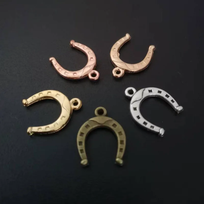 30pcs/lot  Alloy Charms 5 Colors Plated Alloy Horseshoe Charm Pendant Handmade Hanging Crafts 16x13mm