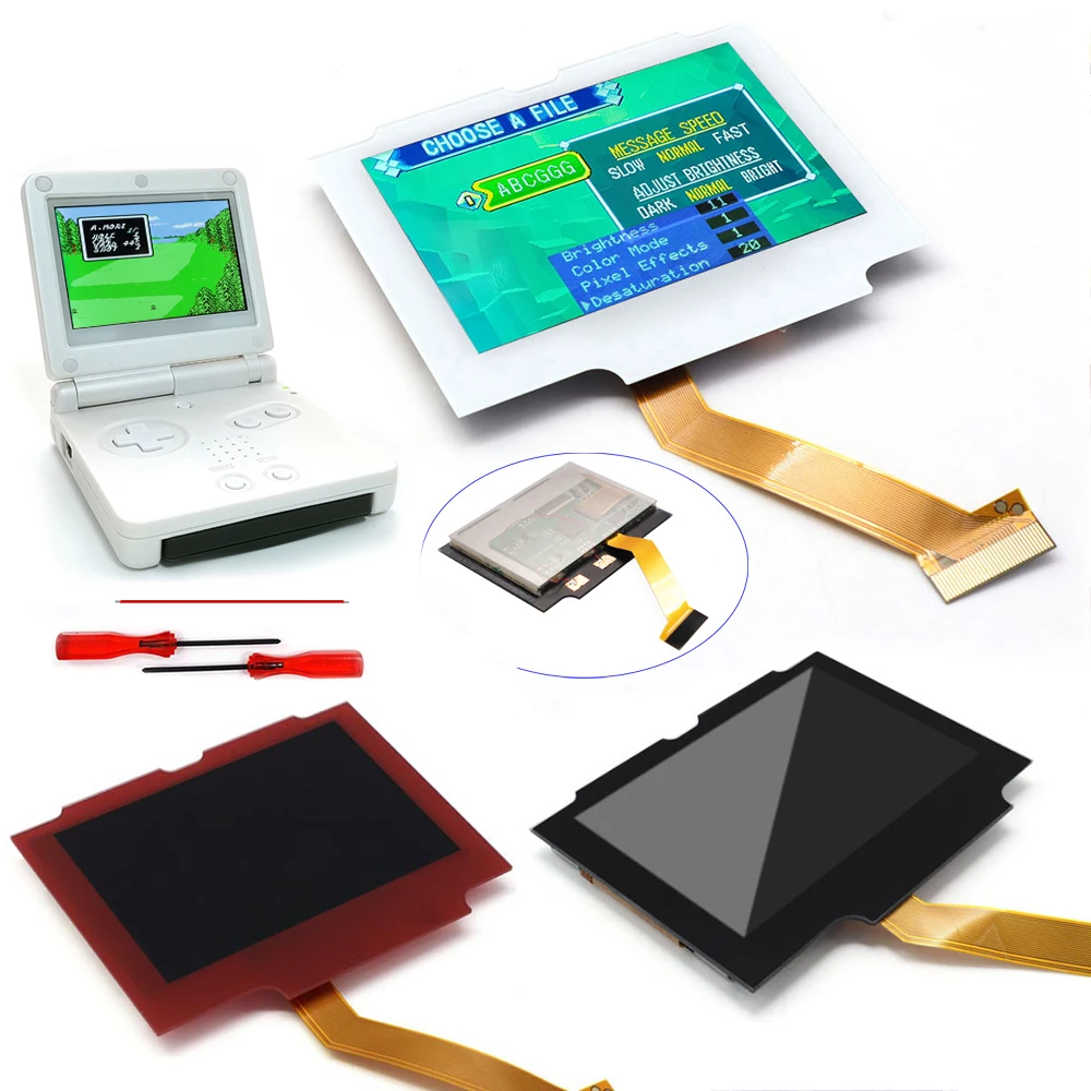 HISPEEDIDO 720*480 Drop in Pre-Laminated GBA SP IPS Screen V5 Mod Kits For GameBoy Advance SP Replacement Kits Easy to Install