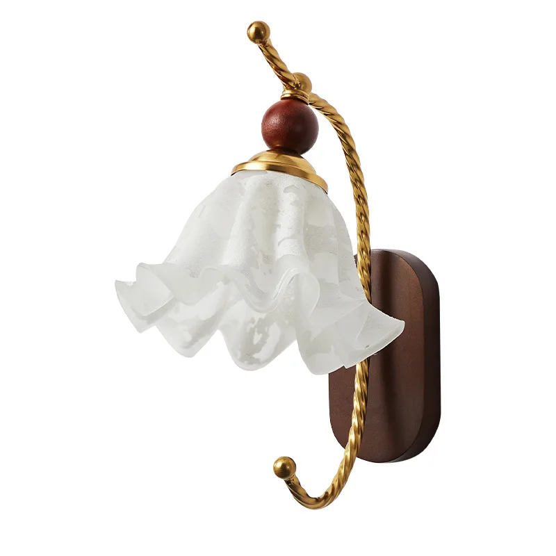 

Medieval style living room wall lamp French retro glass premium warm bedroom bedside corridor aisle lamp