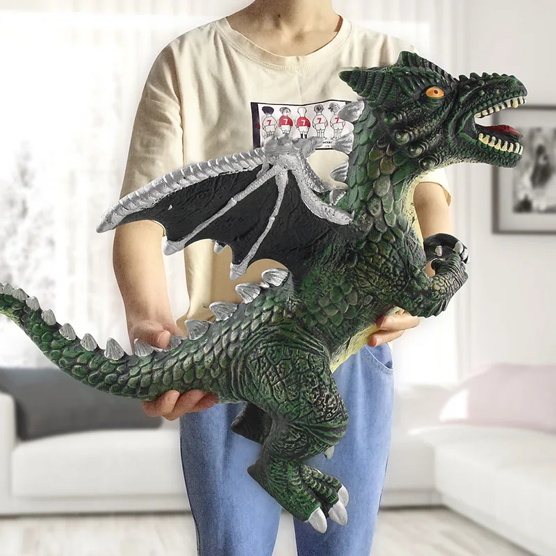 

Extra Large Soft Rubber Dual-Headed Dinosaur Toy Realistic Animal Model Children's Gift Boys Movie Simulation Dragon Doll