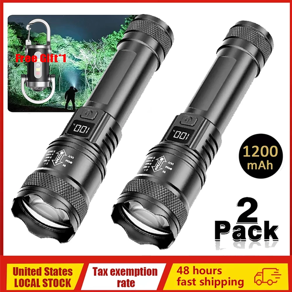 100000LM مصباح يدوي فائق السطوع نوع C قابل لإعادة الشحن LED الشعلة طويلة المدى التكتيكية مصباح للخارجية فانوس التخييم مقاوم للماء #1